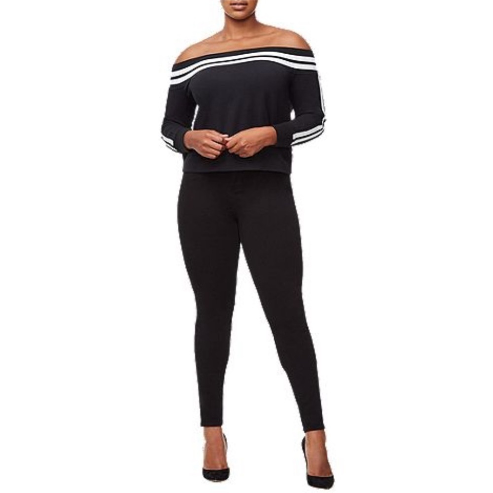 NWT Good American Off Shoulder Sweatshirt Lounge Sporty - Picture 8 of 10